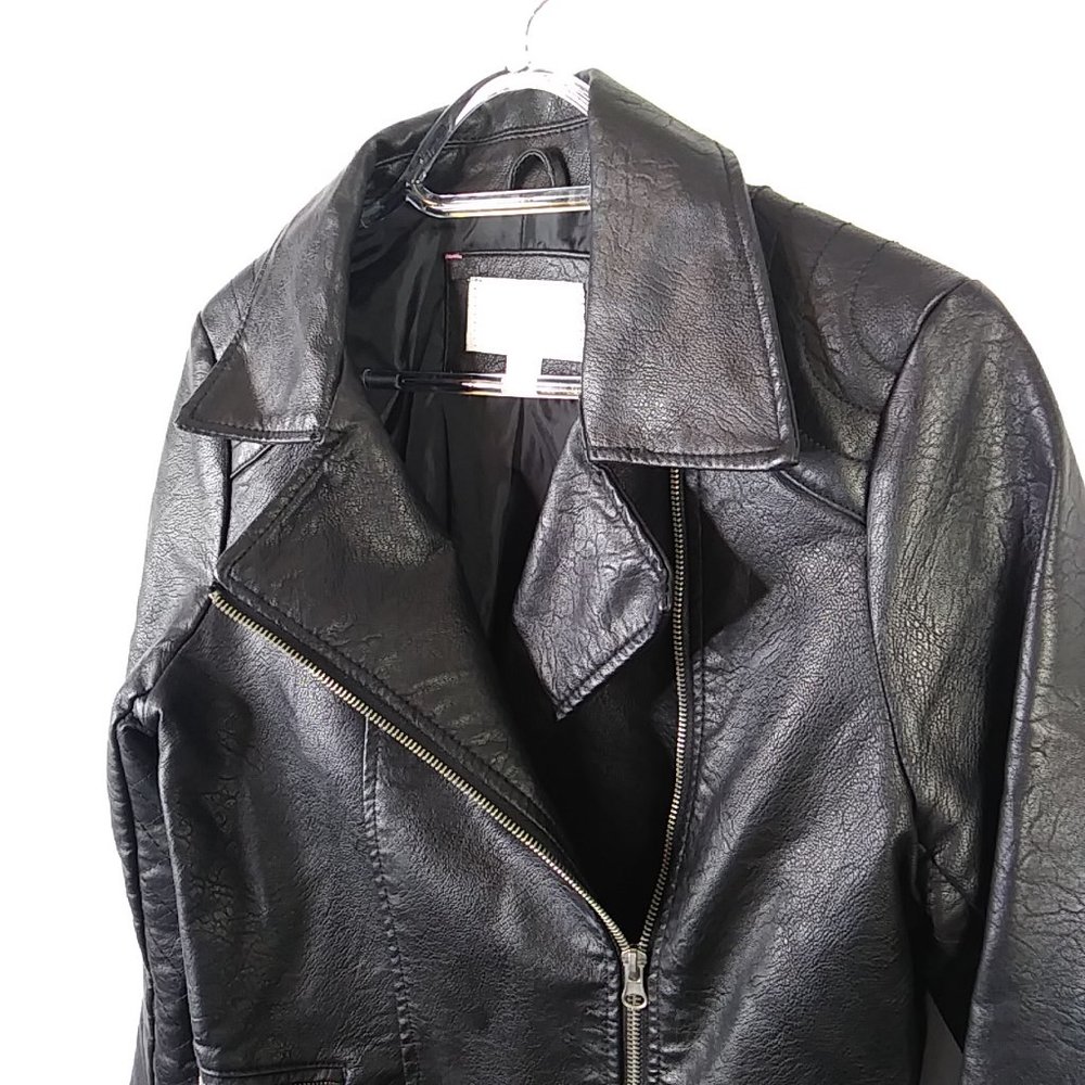 Womens Faux Leather Zip Jacket w/ Pockets NWOT